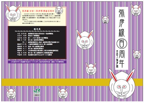  弥彦線（吉田～弥彦間）開通100周年記念入場券の台紙