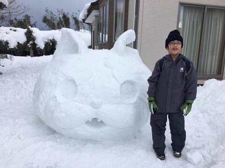 パパの雪像処女作はジバニャン、神ってる！