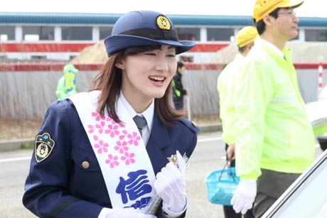 一日交通課長に任命された信濃太夫の丸山さん
