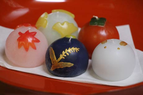 和菓子をかたどったキャンドル