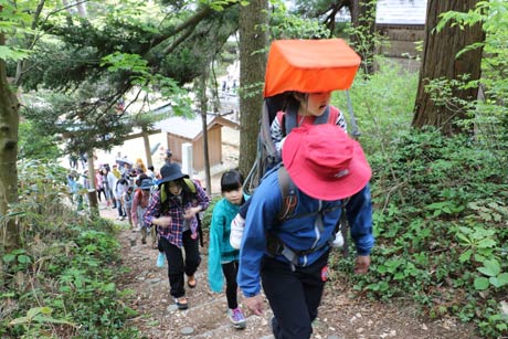 頂上を目指して登山道を登る