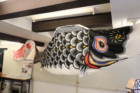 こいのぼりを室内に展示