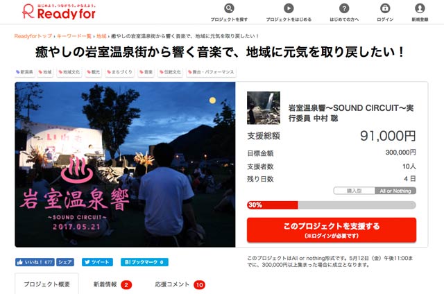 癒やしの岩室温泉街から響く音楽で、地域に元気を取り戻したい！（岩室温泉響～SOUND CIRCUIT～実行委員 中村 聡） - クラウドファンディング Readyfor (レディーフォー)