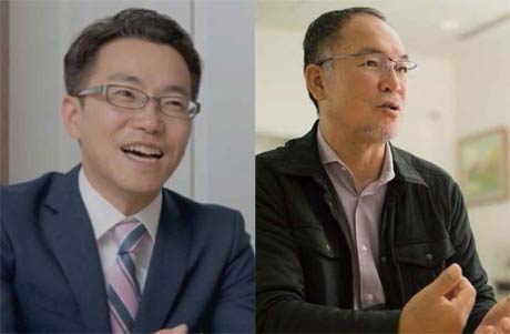 24日の講演会で対談するイデア・ファンド・コンサルティング代表の吉井崇裕氏(左)と25日の講演会で対談するスノーピークの山井太氏(右)