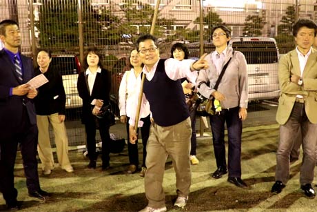 燕三条まちあるきで初めて大名行列の練習の見学