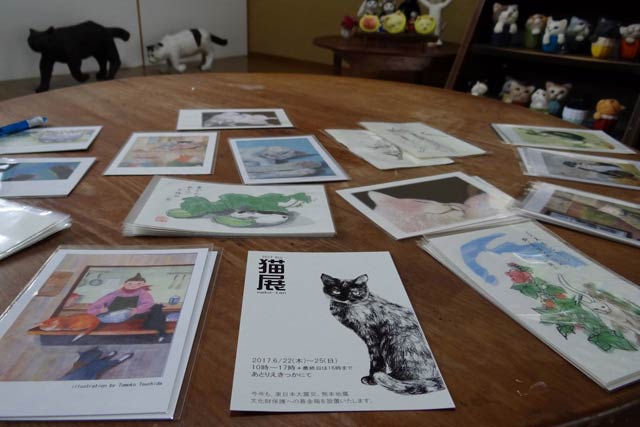  貸しアトリエ「あとりえ　きっか」で開かれている猫展