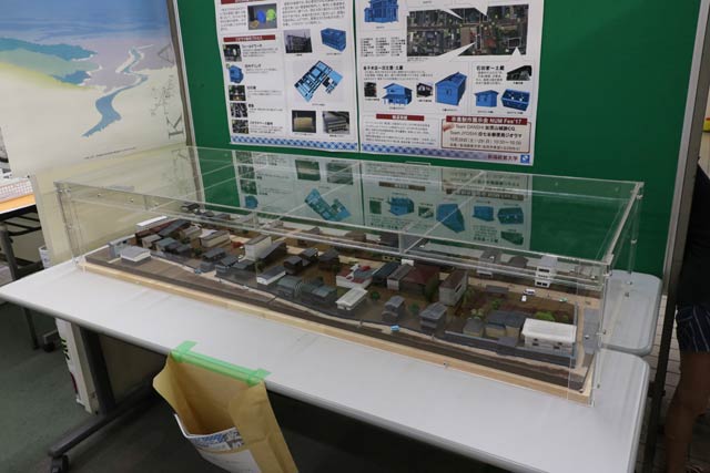  燕三条駅に展示されている新潟経営大学齋藤ゼミが制作した加茂市新町商店街を再現したジオラマ