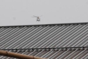 7日午前10時20分にステージえんがわから見えた捜索のヘリコプター