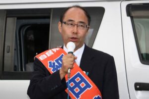 燕地区での出陣式の細田健一氏