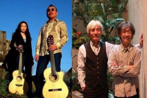 左がアコギGROOVE、右がanmi2、左から静沢真紀、石井完治、安藤正容、みくりや裕二