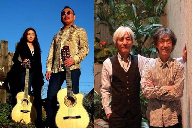 左がアコギGROOVE、右がanmi2、左から静沢真紀、石井完治、安藤正容、みくりや裕二