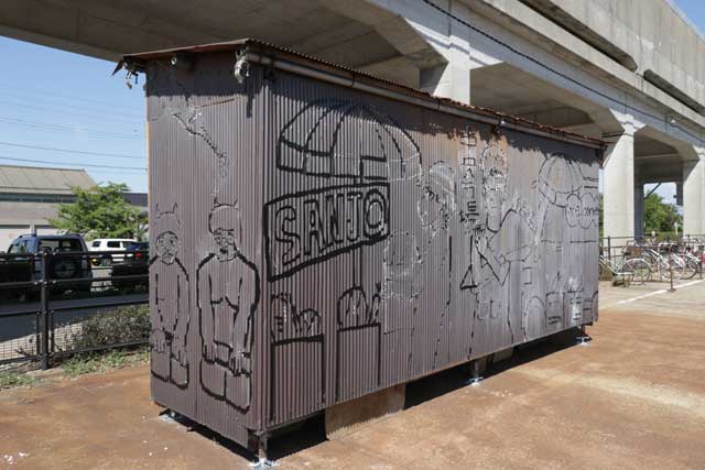 着色前の下絵を写した段階の小屋