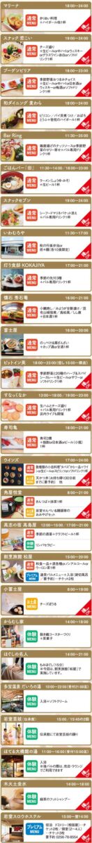 各店舗の提供するメニュー