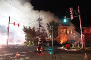 三条市北潟の火災現場