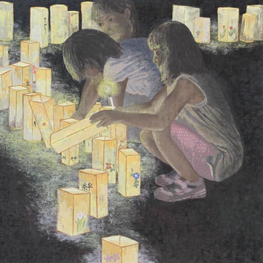 芸展で日本画芸展連盟賞の山田京子さん「お祈り」