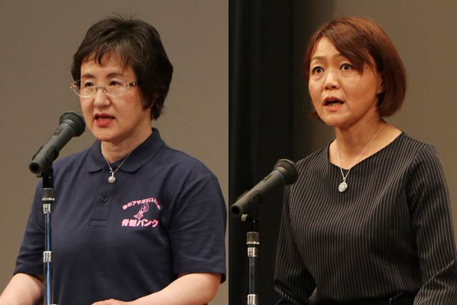 「NP「NPO法人骨髄バンク命のアサガオにいがた」の丹後会長(左)と藤田加茂市長