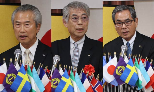 左から佐野田上町長、熊倉田上町議会議長、野沢田上町商工会長