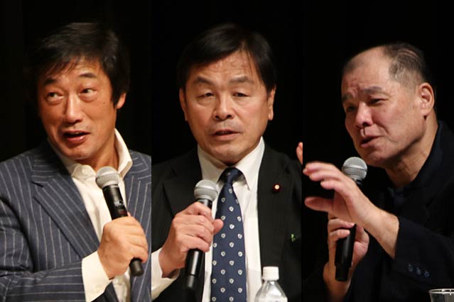 左から小橋健太さん、馳浩さん、和田京平さん