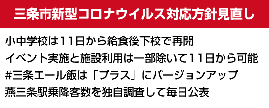 三条市新型コロナウイルス対応方針見直し