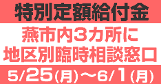 一律10万円の特別定額給付金の臨時相談窓口を燕市内3カ所に