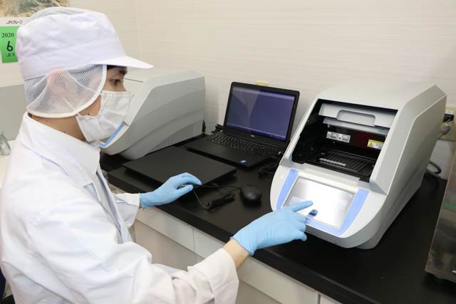 新型コロナウイルスのPCR検査の受託を開始した県央研究所のPCR検査装置