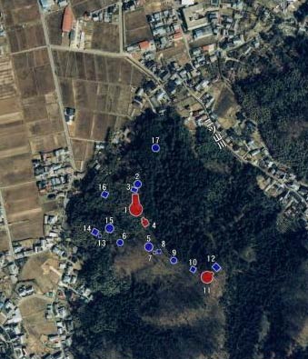 保内三王山古墳群の古墳の位置