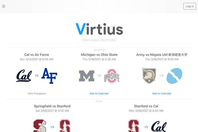 Virtiusのサイトのいちばん右上にあるのが新潟経営大学体操競技部の交流戦