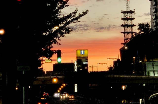 1日の新潟市中央区万代の夕暮れ