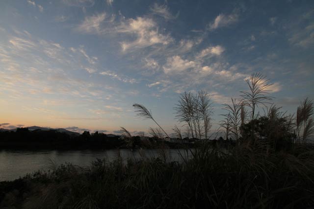 蒲原大堰付近で15日の秋の空