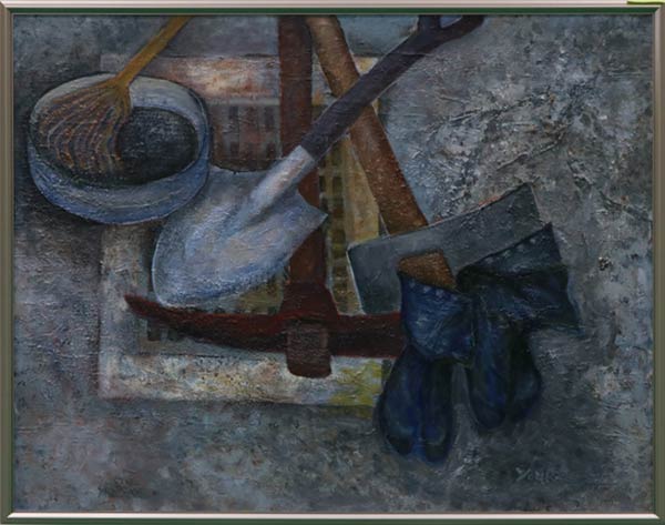 市展賞／洋画／「農具」山田洋子（東三条1）