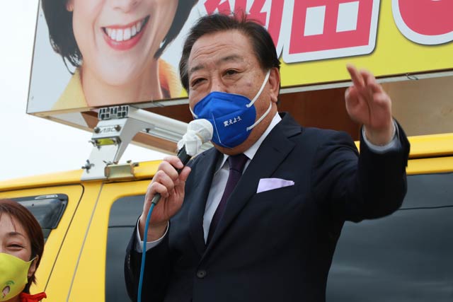 応援演説する野田氏