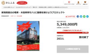 「モハ1」に屋根を架けるクラファンに540万円