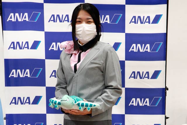 ANAの子ども制服を着て写真撮影ができるコーナー