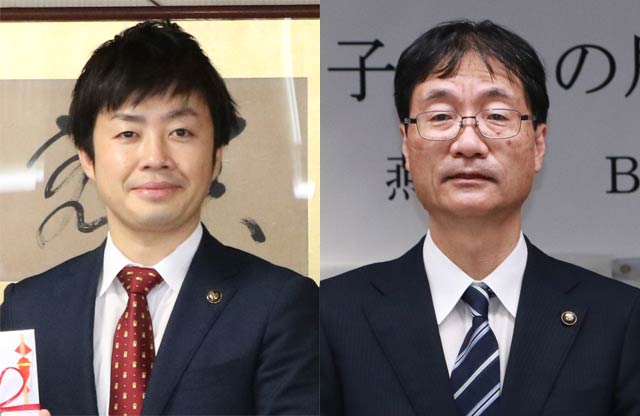 滝沢三条市長(左)と鈴木燕市長