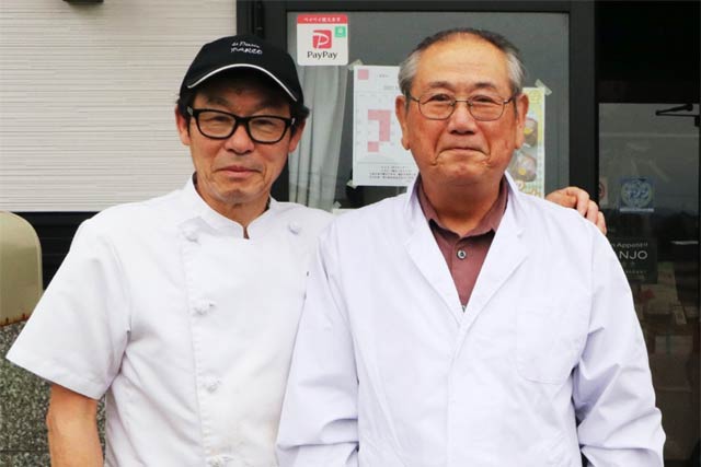 「ル・パティシエ マルコの関勉さん(左)としただ塾の熊倉直信塾頭