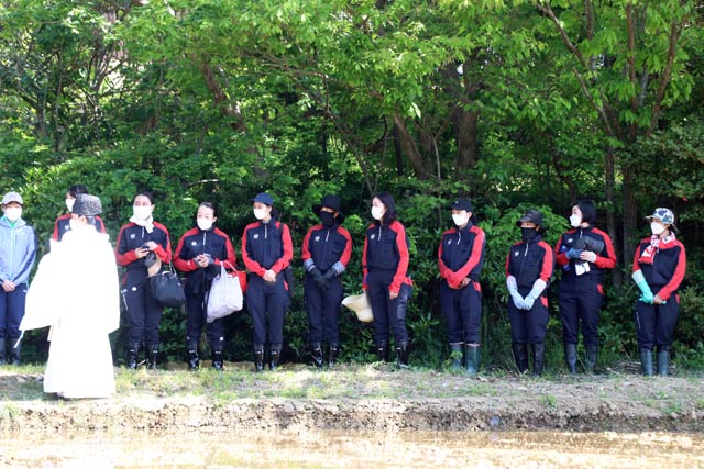 御田植祭を行ってから田植えに挑戦