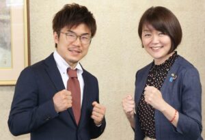高橋竜平選手と藤田明美加茂市長