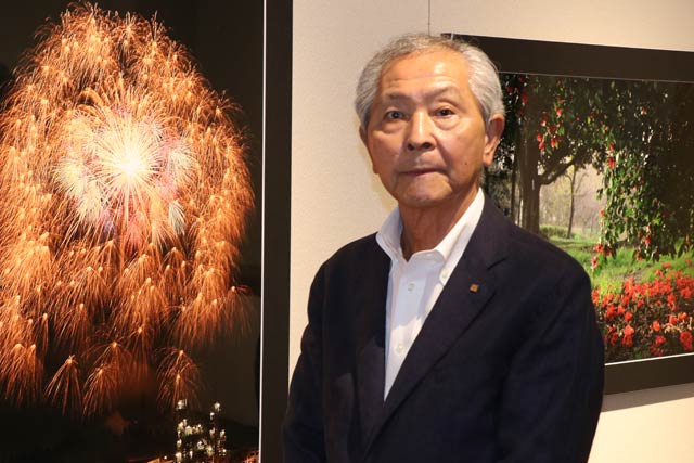 内覧会会場で五十嵐七郎さん
