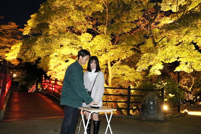 弥彦公園もみじ谷のライトアップの点灯式