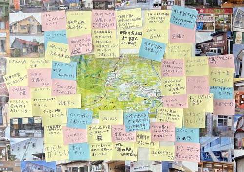 来場者に書いて張ってもらった「こんな燕市があったらいいな」