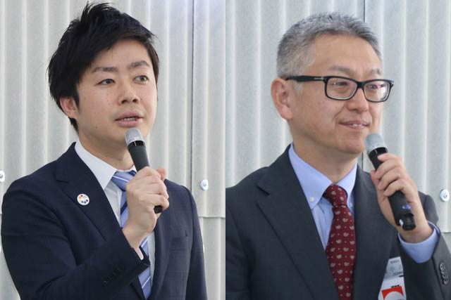 滝沢三条市長(左)とJR東日本新潟支社の小川支社長