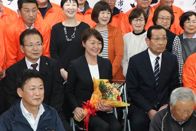 再選にわく藤田明美氏の選挙事務所