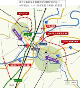 済生会新潟県央基幹病院の開院等に向け、本同盟会において要望を行う箇所の位置図