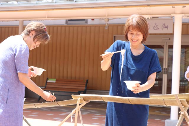 道の駅たがみで日曜限定で行っている流しそうめん