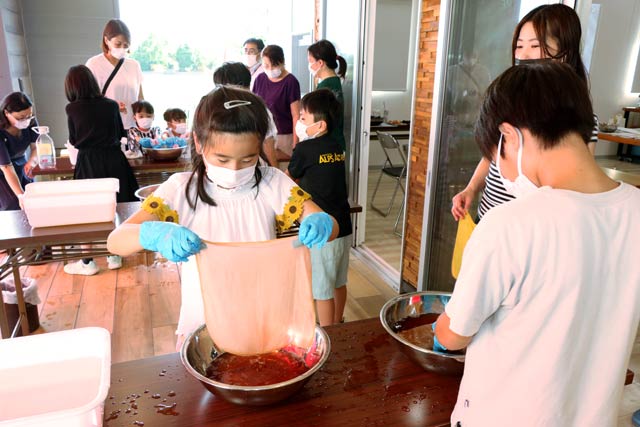 県央研究所の夏休み体験学習「草木染めの化学」