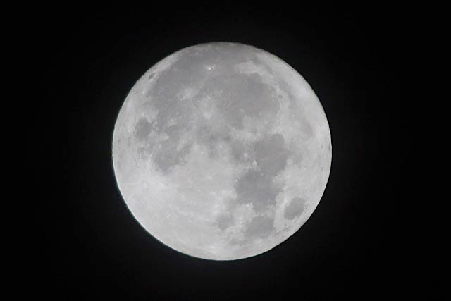 30日午前1時51分撮影のスーパーブルームーン