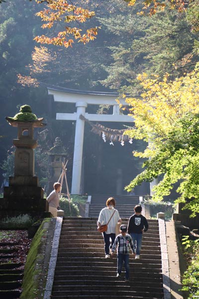 3日朝の青海神社参道の石段