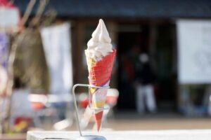「道の駅 良寛の里わしま」が発売した「越後姫ソフト」