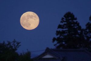 16日夕方に阿賀野市から見えた月の出