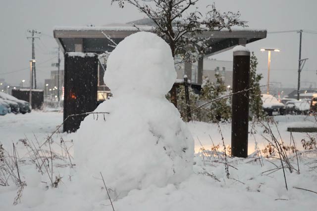 三条市立大学で学生が作った雪だるま